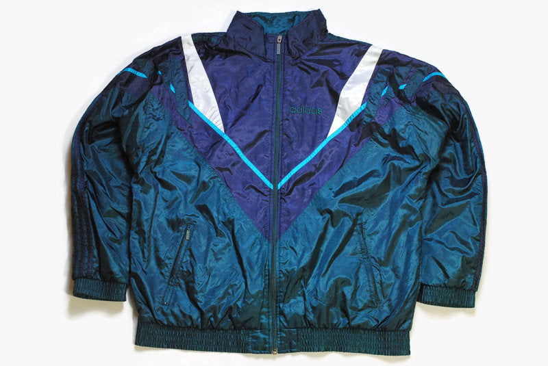 vintage ADIDAS ORIGINALS men's track jacket Size XL authentic green blue rare retro rave hipster 90s 80s suit streetwear clothing athletic