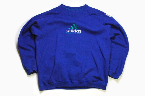 vintage ADIDAS EQUIPMENT authentic sweatshirt blue Size M oversized men's long sleeve athletic sweater 90's retro streetwear casual big logo