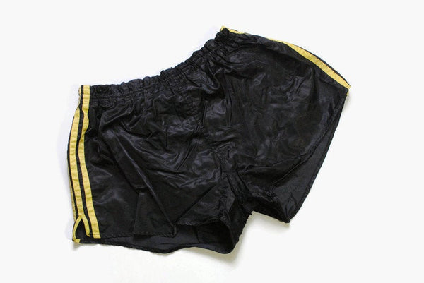 vintage ADIDAS ORIGINALS track shorts SIZE L black/yellow authentic 80s 90s suit sport germany activewear the brand with the three strips