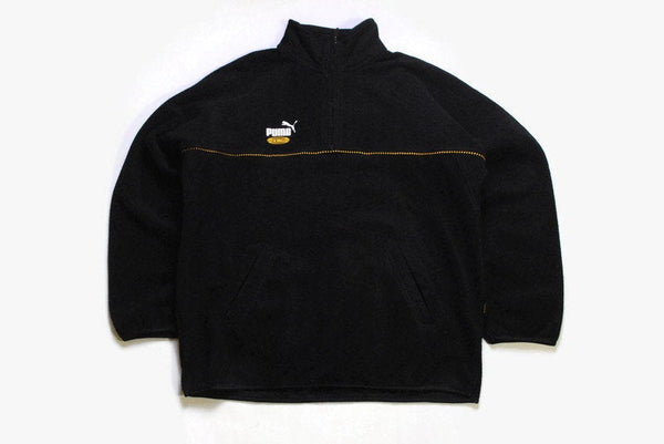 vintage PUMA KING FLEECE black half zip oversized men's Size L authentic sweater 90s 80s outdoor retro hipster winter mountain sweatshirt