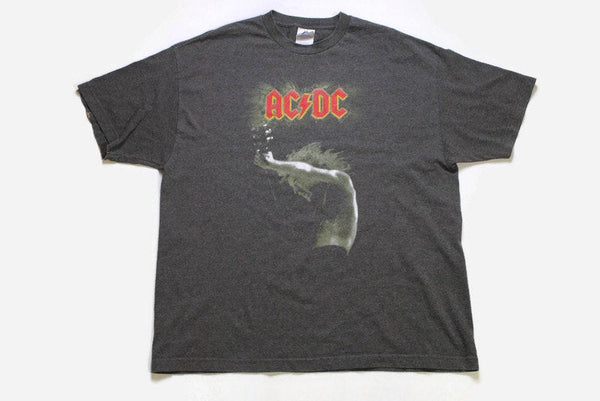 vintage AC/DC t-shirt gray big logo t-shirt Size 2XL rare retro deadstock hipster authentic tour shirt top big logo 90's wear band concer