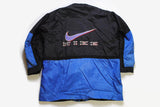 vintage NIKE big logo Jacket blue black color Size XXL swoosh mens athletic sport zip front pockets rare retro hipster 90's 80's lightwear