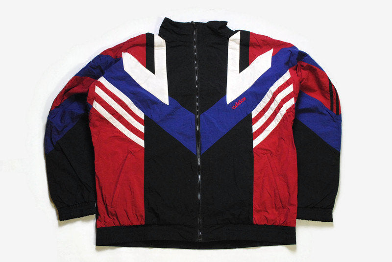 vintage ADIDAS ORIGINALS jacket basic sportswear Size D9 XL men's athletic sport multiclor full zip style retro hipster 90's 80's rave wear
