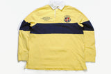 vintage POLO by Ralph Lauren Rugby Shirt yellow collared long sleeve tee men's Size XL big logo 90s 80s clothing casual hip hop style wear
