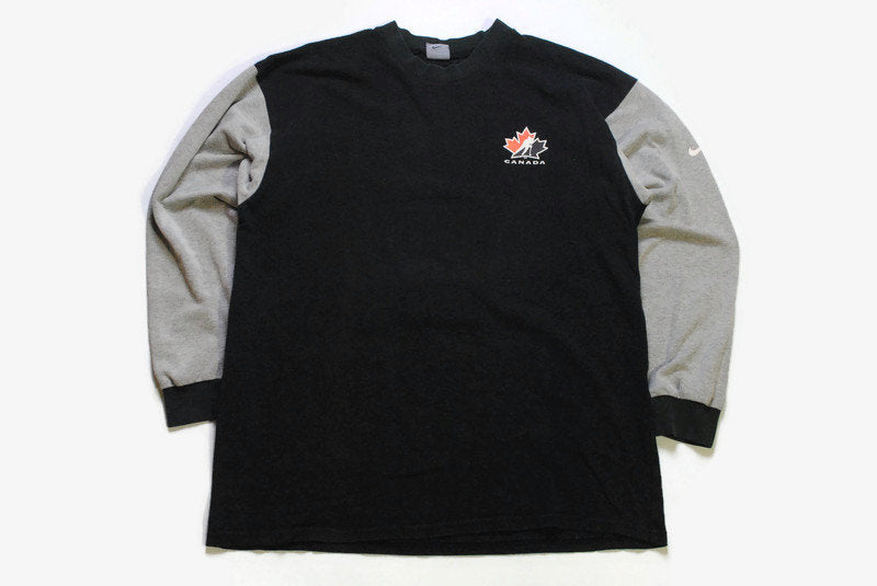 vintage NIKE CANADA logo sweatshirt Size XL men's black authentic 90's rave wear sweater hipster hip hop retro oversize swoosh streetwear