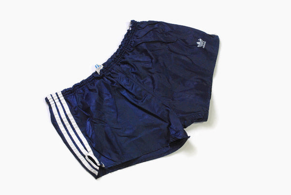 vintage ADIDAS ORIGINALS track shorts Size XL blue striped made in West Germany 90s 80s suit sport polyester classic activewear above knee