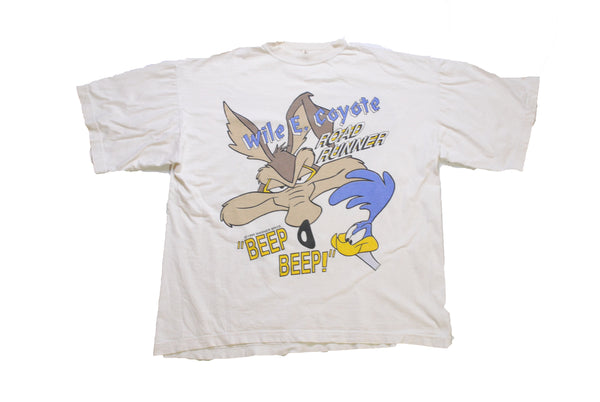 vintage 1995 WARNER BROS Wile E Coyote & Road Runner Beep Beep Deadstock t-shirt Tee USA style Size S 80s cartoon big logo official movie