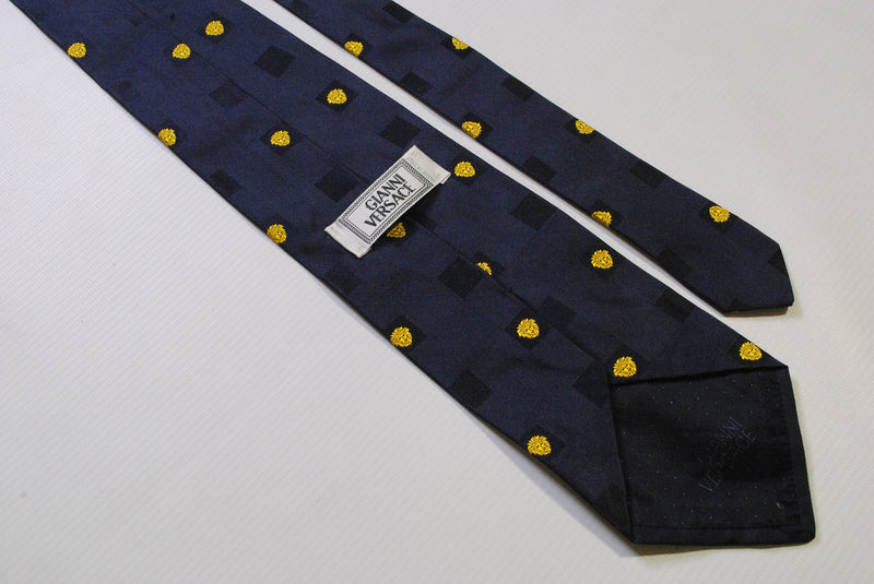 vintage GIANNI VERSACE men's 100% silk Tie made in Italy luxury pattern necktie medusa beautiful print gold blue gift for men accessories