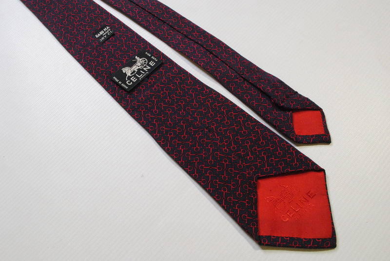 vintage CELINE PARIS Tie necktie retro beautiful pattern print luxury gift for men 100 silk authentic classic suit accessories made in Spain