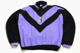 vintage FLEECE Sweater Multicolor Purple Black Size M retro hipster wear mens 90s 80s mountain winter warm outfit rave clothing half zipped
