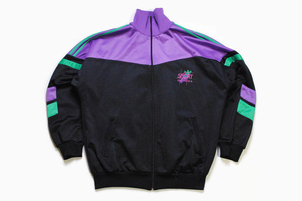 vintage ADIDAS ORIGINALS Sport men's track jacket Size L authentic purple black retro rave hipster 90s 80s suit streetwear clothing athletic
