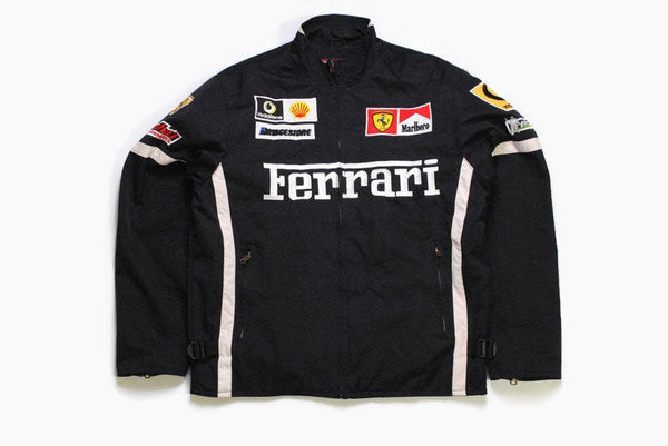 vintage FERRARI Michael Schumacher 1998 Jacket Size XXL red authentic race team zip rare retro 90s big logo F1 Formula 1 coat raincoat hood
