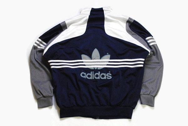 vintage ADIDAS ORIGINALS Track Jacket Size M authentic big logo rare retro hipster 90s 80s classic germany sport style athletic blue gray