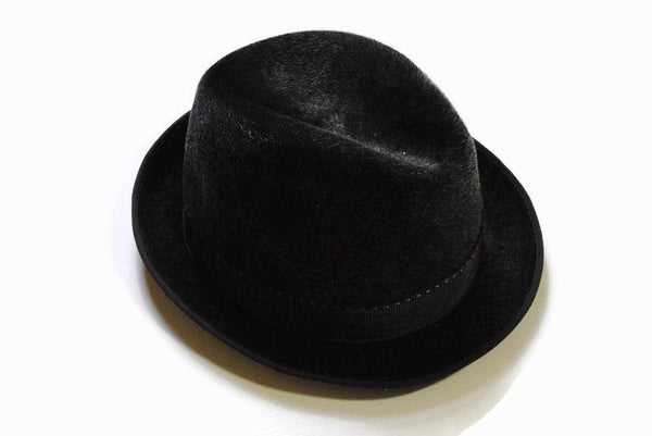 vintage 100 JAHRE HUTMACHER Borsalino gray Fedora hat Men's 1960s gangster style cowboy western hat dark original fur Italian bucket dobbs